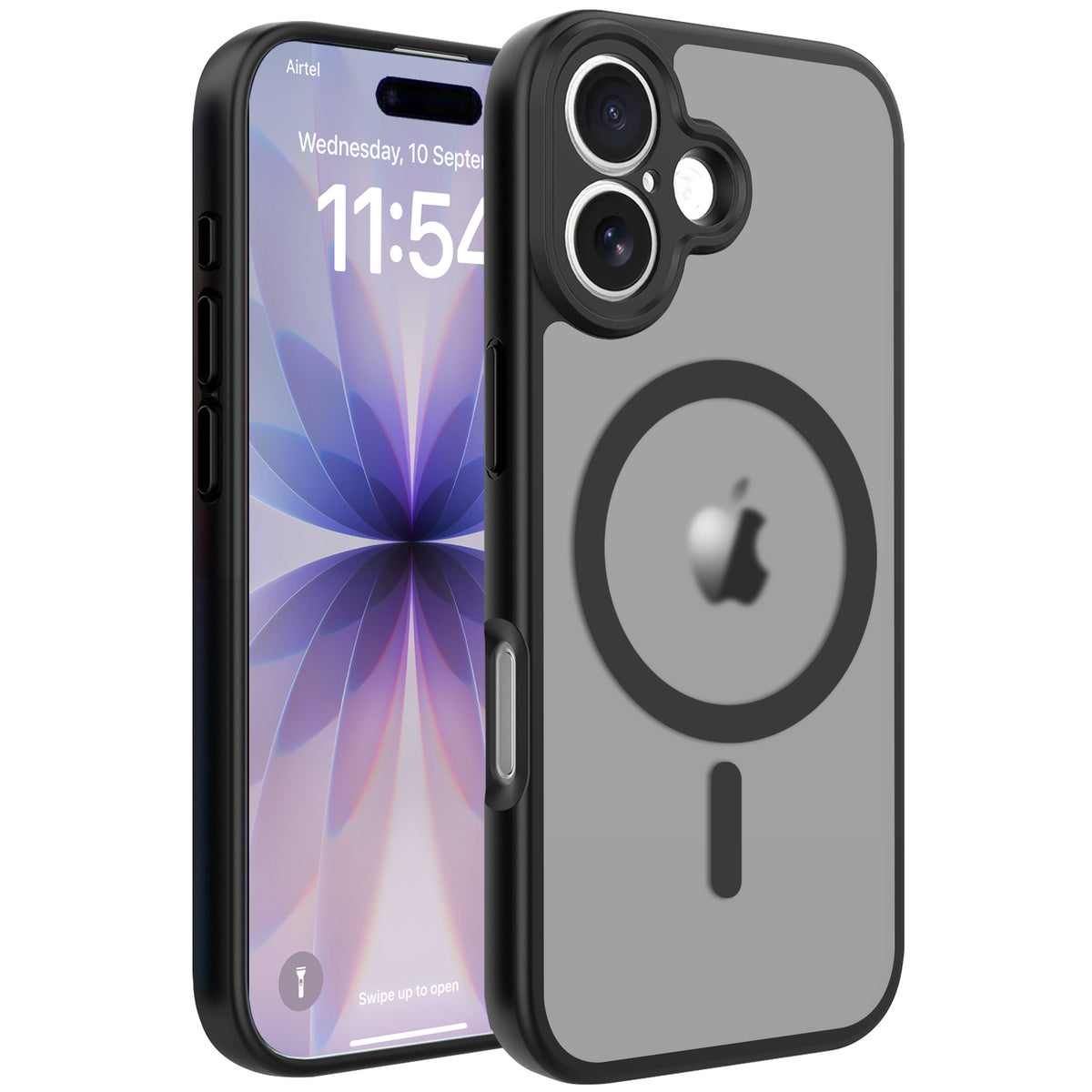 Enflamo Matte Mag-Safe & Drop Protection Back Cover Case for iPhone 17 | Ultra Hybrid Camera Protection (Black) (Copy)