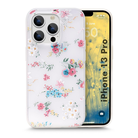 Enflamo Soft TPU 3D Relief Flower Printed Phone Case Back Cover for iPhone 13 Pro (Mix Lilies) White - Enflamo Enflamo Soft TPU 3D Relief Flower Printed Phone Case Back Cover for iPhone 13 Pro (Mix Lilies) White - Enflamo