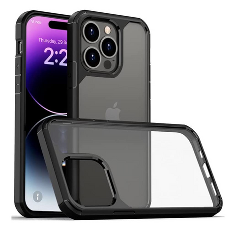 Enflamo TPU + Plastic Ultra Hybrid Back Cover Case For Iphone 14 Pro, With Camera Protection (Black) - Enflamo Enflamo TPU + Plastic Ultra Hybrid Back Cover Case For Iphone 14 Pro, With Camera Protection (Black) - Enflamo