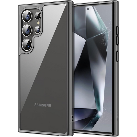Enflamo Clear Shockproof Back Case Cover for Samsung Galaxy S25 Ultra | Non-Yellowing and Camera Bump Protection (Black) - Enflamo Enflamo Clear Shockproof Back Case Cover for Samsung Galaxy S25 Ultra | Non-Yellowing and Camera Bump Protection (Black) - Enflamo