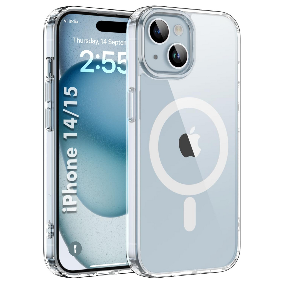 Enflamo TPU+Plastic Transparent Hard Back Cover Case For Iphone 14|Iphone 13|With Camera Protection (Black) - Enflamo