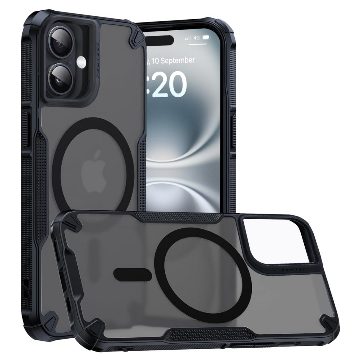 Enflamo Matte Shockproof Back Cover Case Compatible with Magnatic Designed for iPhone 16 Plus | Ultra Hybrid Camera Bump Protection (Black) - Enflamo