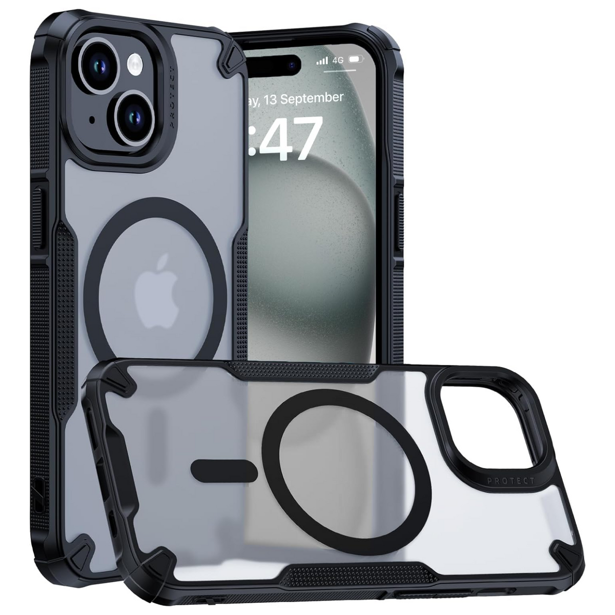 Enflamo Matte Back Cover Case Compatible with Magsafe Designed for iPhone 15 / iPhone 14 | Ultra Hybrid Camera Bump Protection (Black) - Enflamo