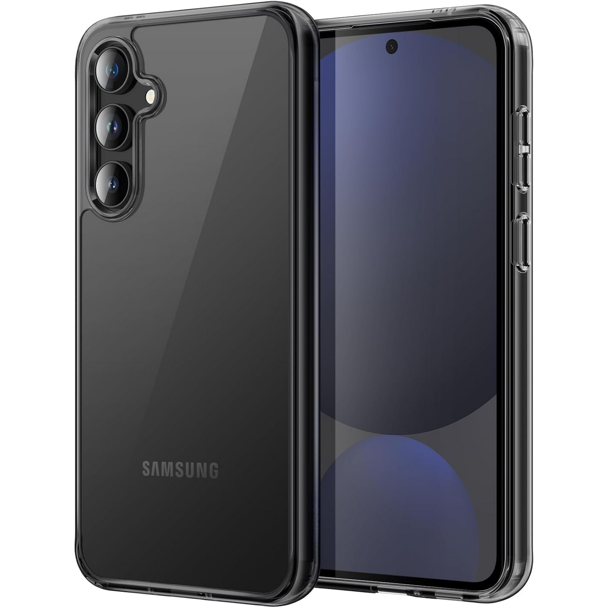 Enflamo Clear Shockproof Back Case Cover for Samsung Galaxy S25 Plus | Non-Yellowing and Camera Bump Protection (Black) - Enflamo