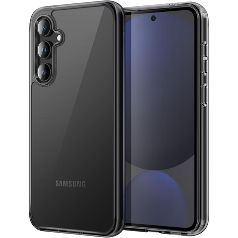 Enflamo Clear Shockproof Back Case Cover for Samsung Galaxy S25 Plus | Non-Yellowing and Camera Bump Protection (Black) - Enflamo Enflamo Clear Shockproof Back Case Cover for Samsung Galaxy S25 Plus | Non-Yellowing and Camera Bump Protection (Black) - Enflamo