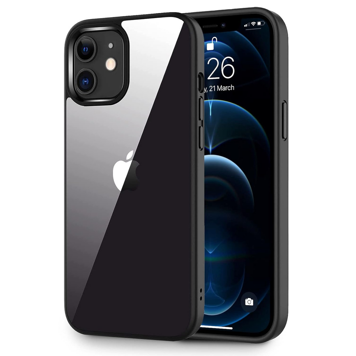 Enflamo Back Case Cover for iPhone 12/12 Pro (TPU+Plastic, Black) - Enflamo