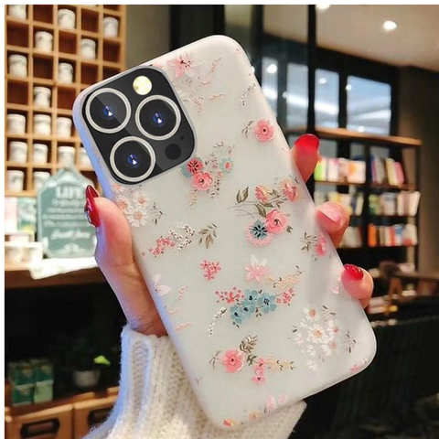 Enflamo Soft TPU 3D Relief Flower Printed Phone Case Back Cover for iPhone 13 Pro (Mix Lilies) White - Enflamo Enflamo Soft TPU 3D Relief Flower Printed Phone Case Back Cover for iPhone 13 Pro (Mix Lilies) White - Enflamo