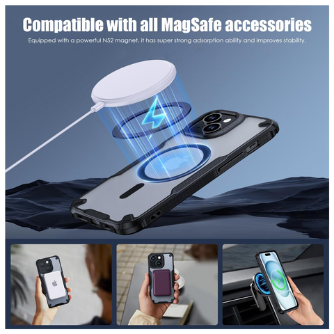 Enflamo Matte Back Cover Case Compatible with Magsafe Designed for iPhone 15 / iPhone 14 | Ultra Hybrid Camera Bump Protection (Black) - Enflamo Enflamo Matte Back Cover Case Compatible with Magsafe Designed for iPhone 15 / iPhone 14 | Ultra Hybrid Camera Bump Protection (Black) - Enflamo