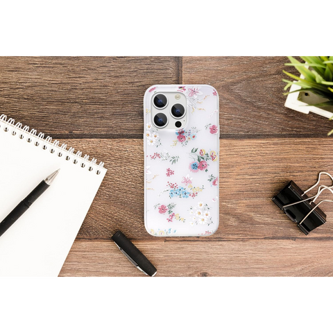 Enflamo Soft Silione Phone Back Case Cover for iPhone 15 Pro | Girls 3D Flower Printed (Mix Lilies) White - Enflamo Enflamo Soft Silione Phone Back Case Cover for iPhone 15 Pro | Girls 3D Flower Printed (Mix Lilies) White - Enflamo