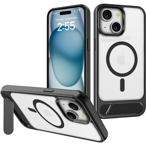 Enflamo Matte Back Cover Case Compatible with Stand Magsafe Designed for iPhone 15 & iPhone 14 | Ultra Hybrid Camera Bump Protection (Black) - Enflamo Enflamo Matte Back Cover Case Compatible with Stand Magsafe Designed for iPhone 15 & iPhone 14 | Ultra Hybrid Camera Bump Protection (Black) - Enflamo