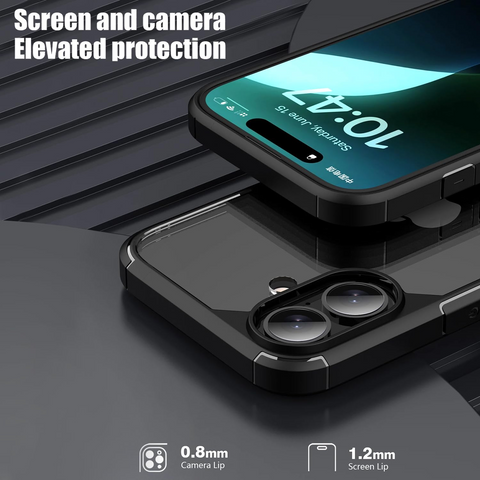 Enflamo Transparent Back Cover Shockproof Case Compatible for iPhone 16 | Ultra Hybrid Camera Bump Safe Protection (Black) - Enflamo Enflamo Transparent Back Cover Shockproof Case Compatible for iPhone 16 | Ultra Hybrid Camera Bump Safe Protection (Black) - Enflamo