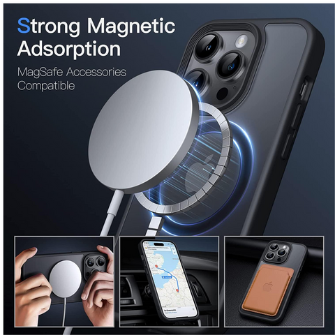 Enflamo Polycarbonate Matte Back Cover Case Compatible with Magsafe Designed for iPhone 15 Pro | Ultra Hybrid Camera Bump Protection (Black) - Enflamo Enflamo Polycarbonate Matte Back Cover Case Compatible with Magsafe Designed for iPhone 15 Pro | Ultra Hybrid Camera Bump Protection (Black) - Enflamo