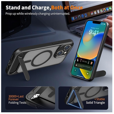 Enflamo Matte Back Cover Case Compatible with Stand Magsafe Designed for iPhone 15 & iPhone 14 | Ultra Hybrid Camera Bump Protection (Black) - Enflamo Enflamo Matte Back Cover Case Compatible with Stand Magsafe Designed for iPhone 15 & iPhone 14 | Ultra Hybrid Camera Bump Protection (Black) - Enflamo