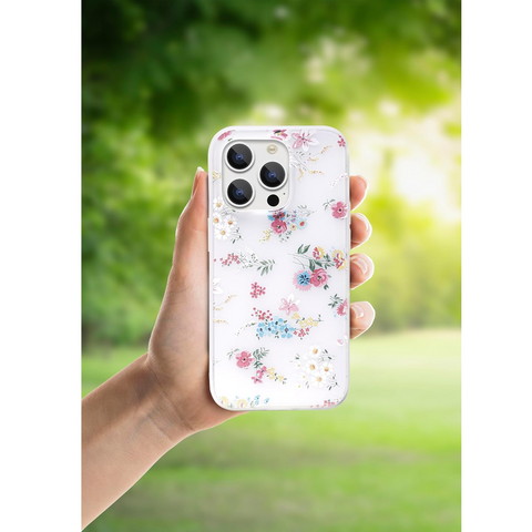 Enflamo Soft Silione Phone Back Case Cover for iPhone 15 Pro | Girls 3D Flower Printed (Mix Lilies) White - Enflamo Enflamo Soft Silione Phone Back Case Cover for iPhone 15 Pro | Girls 3D Flower Printed (Mix Lilies) White - Enflamo