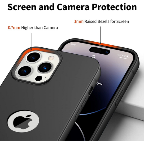 Enflamo Soft Silicone Matte Back Cover Case for iPhone 14 Pro | with Camera Protection (Black) - Enflamo Enflamo Soft Silicone Matte Back Cover Case for iPhone 14 Pro | with Camera Protection (Black) - Enflamo