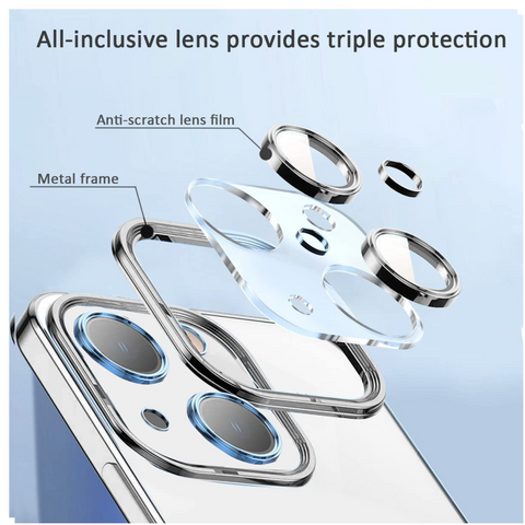 Enflamo Acrylic Hard Clear Back Cover Case For Iphone 14 | With Camera Lense Protection (Silver) - Enflamo Enflamo Acrylic Hard Clear Back Cover Case For Iphone 14 | With Camera Lense Protection (Silver) - Enflamo