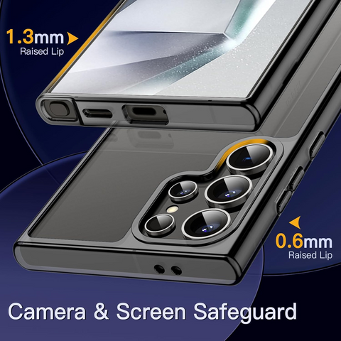 Enflamo Clear Shockproof Back Case Cover for Samsung Galaxy S25 Ultra | Non-Yellowing and Camera Bump Protection (Black) - Enflamo Enflamo Clear Shockproof Back Case Cover for Samsung Galaxy S25 Ultra | Non-Yellowing and Camera Bump Protection (Black) - Enflamo