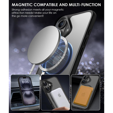Enflamo Matte Back Cover Case Compatible with Mag for iPhone 16 | Ultra Hybrid Camera Bump Safe Protection (Black) - Enflamo Enflamo Matte Back Cover Case Compatible with Mag for iPhone 16 | Ultra Hybrid Camera Bump Safe Protection (Black) - Enflamo