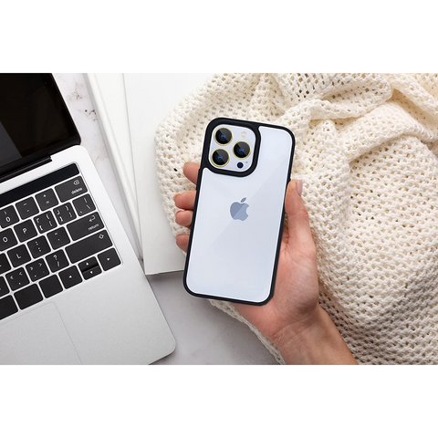 Enflamo TPU+Plastic Back Cover Case For Iphone 14 Pro | Transparent Hard With Camera Protection (Black) - Enflamo Enflamo TPU+Plastic Back Cover Case For Iphone 14 Pro | Transparent Hard With Camera Protection (Black) - Enflamo