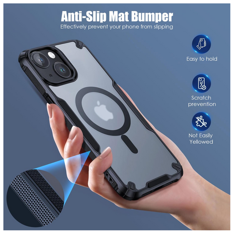 Enflamo Matte Back Cover Case Compatible with Magsafe Designed for iPhone 15 / iPhone 14 | Ultra Hybrid Camera Bump Protection (Black) - Enflamo Enflamo Matte Back Cover Case Compatible with Magsafe Designed for iPhone 15 / iPhone 14 | Ultra Hybrid Camera Bump Protection (Black) - Enflamo
