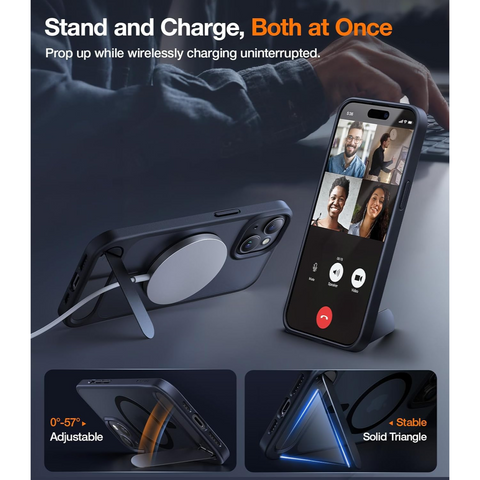 Enflamo Matte Back Cover Case Compatible with Stand Magsafe Designed for iPhone 15 & iPhone 14 | Ultra Hybrid Camera Bump Protection (Black) - Enflamo Enflamo Matte Back Cover Case Compatible with Stand Magsafe Designed for iPhone 15 & iPhone 14 | Ultra Hybrid Camera Bump Protection (Black) - Enflamo