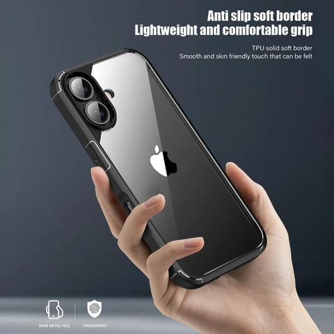 Enflamo Transparent Back Cover Shockproof Case Compatible for iPhone 16 | Ultra Hybrid Camera Bump Safe Protection (Black) - Enflamo Enflamo Transparent Back Cover Shockproof Case Compatible for iPhone 16 | Ultra Hybrid Camera Bump Safe Protection (Black) - Enflamo