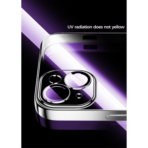Enflamo Acrylic Hard Clear Back Cover Case For Iphone 14 | With Camera Lense Protection (Silver) - Enflamo Enflamo Acrylic Hard Clear Back Cover Case For Iphone 14 | With Camera Lense Protection (Silver) - Enflamo