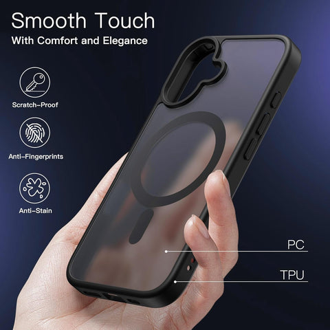 Enflamo Matte Shockproof Magnatic & Drop Protection Back Cover Case for iPhone 16 | Ultra Hybrid Camera Bump Protection (Black) - Enflamo Enflamo Matte Shockproof Magnatic & Drop Protection Back Cover Case for iPhone 16 | Ultra Hybrid Camera Bump Protection (Black) - Enflamo
