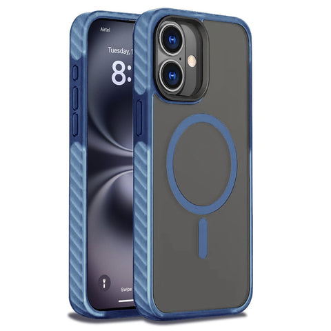 Enflamo for iPhone 16 Case Matte Back Cover Magnetic Designed | Shockproof Grip Safe Camera Bump Protection (Blue) - Enflamo Enflamo for iPhone 16 Case Matte Back Cover Magnetic Designed | Shockproof Grip Safe Camera Bump Protection (Blue) - Enflamo