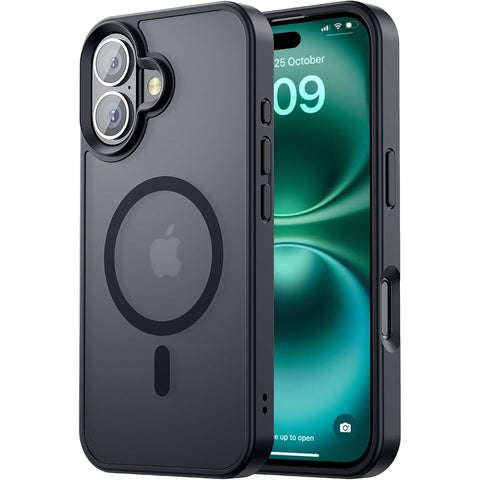 Enflamo Matte Shockproof Magnatic & Drop Protection Back Cover Case for iPhone 16 | Ultra Hybrid Camera Bump Protection (Black) - Enflamo Enflamo Matte Shockproof Magnatic & Drop Protection Back Cover Case for iPhone 16 | Ultra Hybrid Camera Bump Protection (Black) - Enflamo