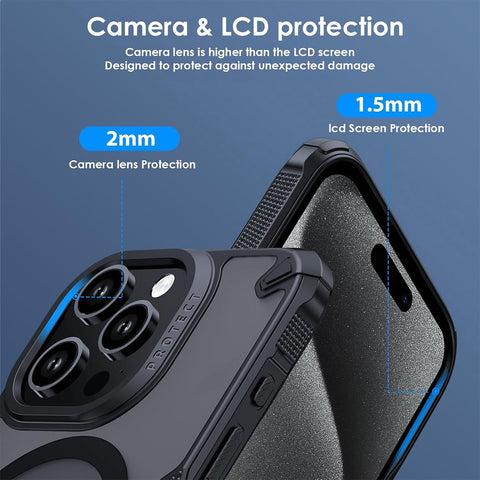 Enflamo Matte Back Cover Case Compatible with Magnatic Designed for iPhone 15 Pro MAX | Ultra Hybrid Camera Bump Protection (Black) - Enflamo Enflamo Matte Back Cover Case Compatible with Magnatic Designed for iPhone 15 Pro MAX | Ultra Hybrid Camera Bump Protection (Black) - Enflamo