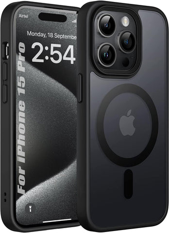 Enflamo Polycarbonate Matte Back Cover Case Compatible with Mag-Safe Designed for iPhone Ultra Hybrid Camera Bump Protection, Black - Enflamo Enflamo Polycarbonate Matte Back Cover Case Compatible with Mag-Safe Designed for iPhone Ultra Hybrid Camera Bump Protection, Black - Enflamo