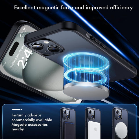 Enflamo Polycarbonate Matte Back Cover Case Compatible With Stand Magnatic Designed For iPhone 15  & 14|Ultra Hybrid Camera Bump Protection (Black) - Enflamo Enflamo Polycarbonate Matte Back Cover Case Compatible With Stand Magnatic Designed For iPhone 15  & 14|Ultra Hybrid Camera Bump Protection (Black) - Enflamo