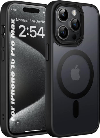 Enflamo Polycarbonate Matte Back Cover Case Compatible with Mag-Safe Designed for iPhone Ultra Hybrid Camera Bump Protection, Black - Enflamo Enflamo Polycarbonate Matte Back Cover Case Compatible with Mag-Safe Designed for iPhone Ultra Hybrid Camera Bump Protection, Black - Enflamo