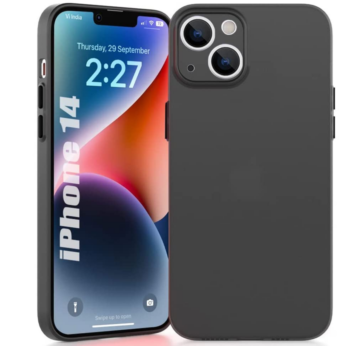 Enflamo Paper Soft Silicon Ultra Slim Back Cover Case for iPhone 14 | with Camera Protection (Black) - Enflamo