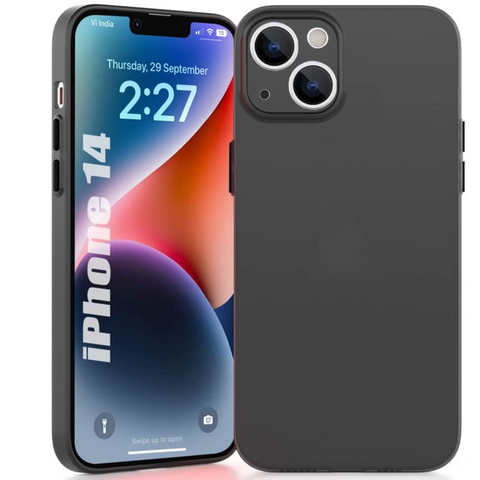 Enflamo Paper Soft Silicon Ultra Slim Back Cover Case for iPhone 14 | with Camera Protection (Black) - Enflamo Enflamo Paper Soft Silicon Ultra Slim Back Cover Case for iPhone 14 | with Camera Protection (Black) - Enflamo