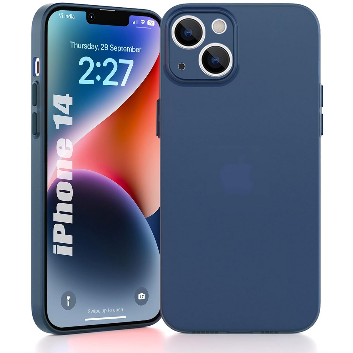 Enflamo Paper Soft Silicon Ultra Slim Back Cover Case for iPhone 14 | with Camera Protection (Blue) - Enflamo