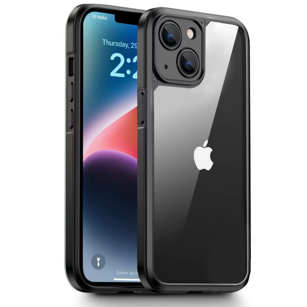 Enflamo Polypropylene Back Case Cover Designed For Iphone 14, Ultra Hybrid With Drop And Camera Lens Protection Transparent Hard (Black) - Enflamo