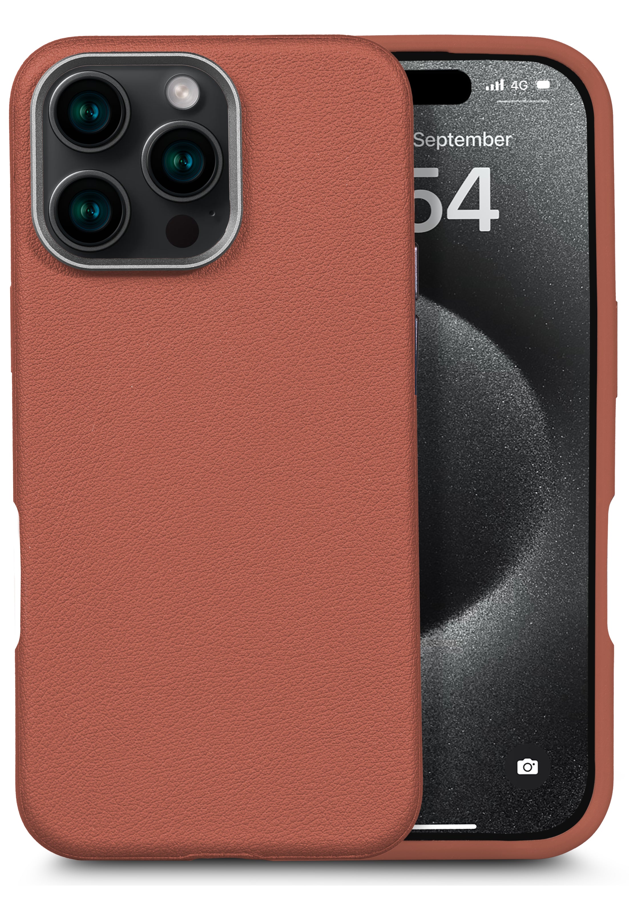 Enflamo for iPhone Genuine Leather Finish Back Cover Case | Magnetic Shockproof Design | Raised Edges for Camera & Screen Protection (Brown)