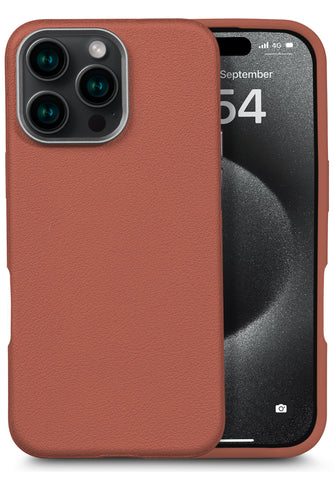 Enflamo for iPhone Genuine Leather Finish Back Cover Case | Magnetic Shockproof Design | Raised Edges for Camera & Screen Protection (Brown)