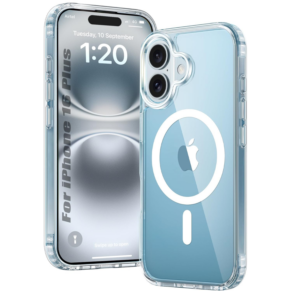 Enflamo Hard Clear Shockproof Transpareant Magnatic Case Cover for iPhone 16 Plus | Ultra Hybrid Camera Bump Protection