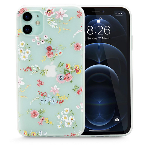 Enflamo Silicone Soft 3D Relief Flower Printed Case Back Cover For Iphone 12 | Iphone 12 Pro 6.1 Inch (Mix Lilies), White