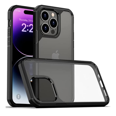 Enflamo TPU + Plastic Ultra Hybrid Back Cover Case For Iphone 14 Pro, With Camera Protection (Black)