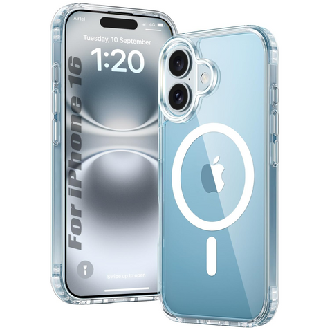 Enflamo Hard Clear Shockproof Transpareant Magnatic Case Cover for iPhone 16 | Ultra Hybrid Camera Bump Protection