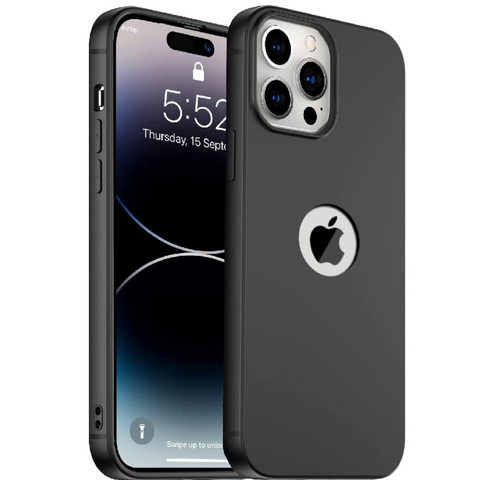 Enflamo Soft Silicone Matte Back Cover Case for iPhone 14 Pro | with Camera Protection (Black)