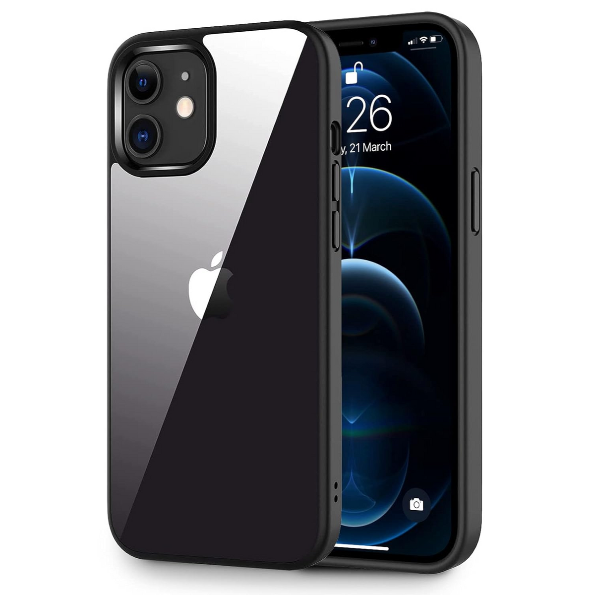 Enflamo Back Case Cover for iPhone 12/12 Pro (TPU+Plastic, Black)