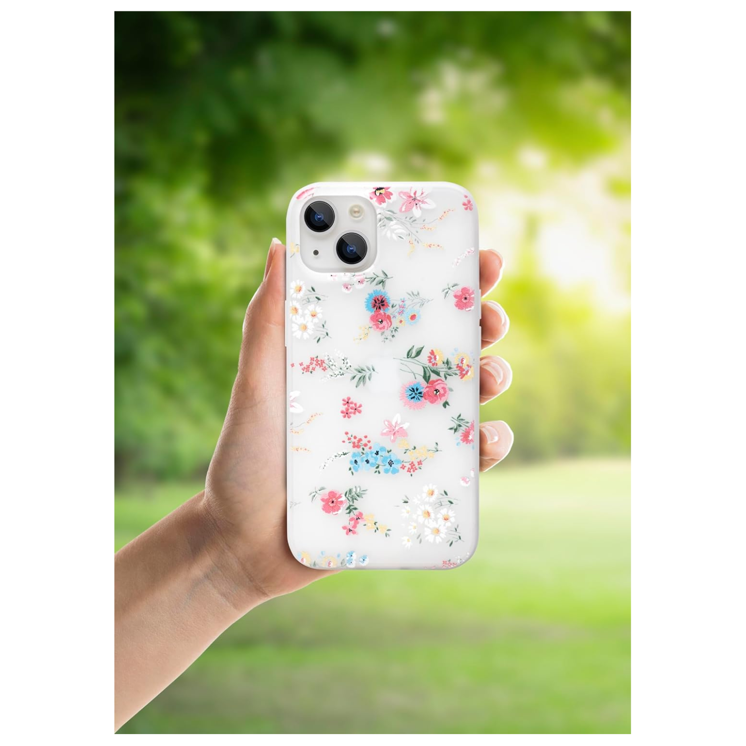 Enflamo Silicone Soft Silione Phone Back Case Cover For iPhone 15 | Girls 3D Flower Printed (Mix Lilies) White