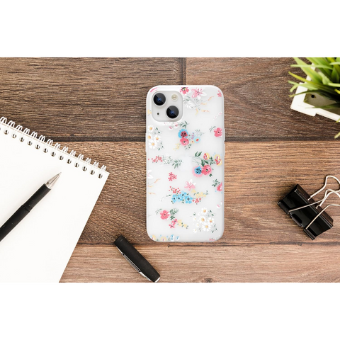 Enflamo Silicone Soft Silione Phone Back Case Cover For iPhone 15 Plus | Girls 3D Flower Printed (Mix Lilies) White