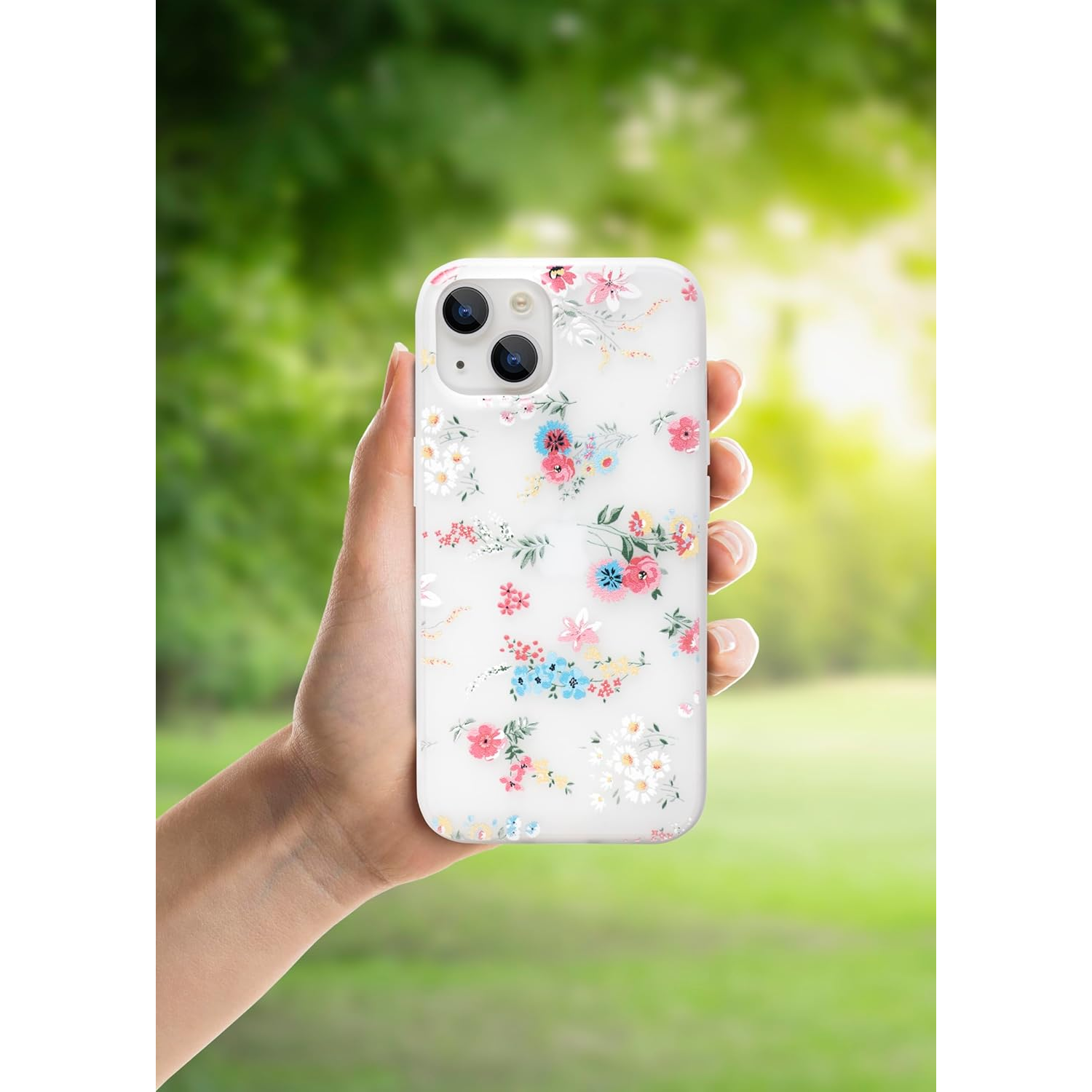 Enflamo Silicone Soft Silione Phone Back Case Cover For iPhone 15 Plus | Girls 3D Flower Printed (Mix Lilies) White