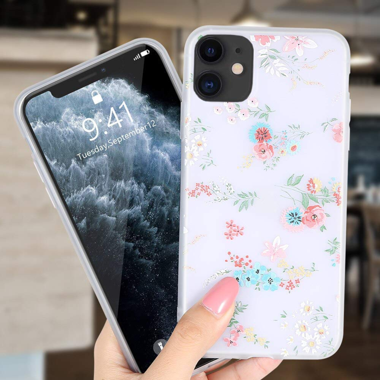 Enflamo Soft TPU 3D Relief Flower Printed Phone Case Back Cover for iPhone 11 (White, Mix Lilies)